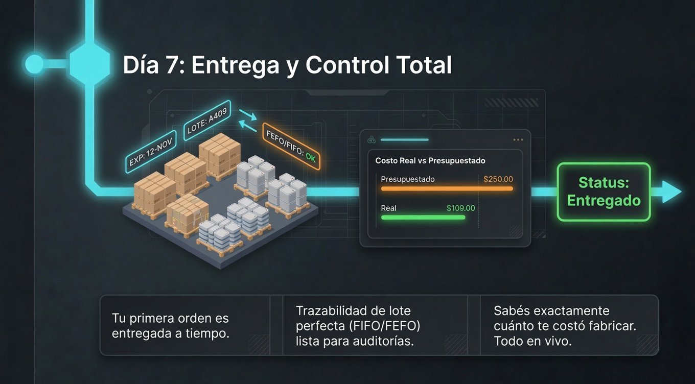 Dia 7: entrega y control total con FEFO y costos en vivo